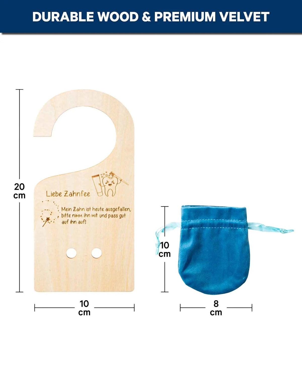 Zahnfee Türhänger Set, Blau, 10 x 20 cm
