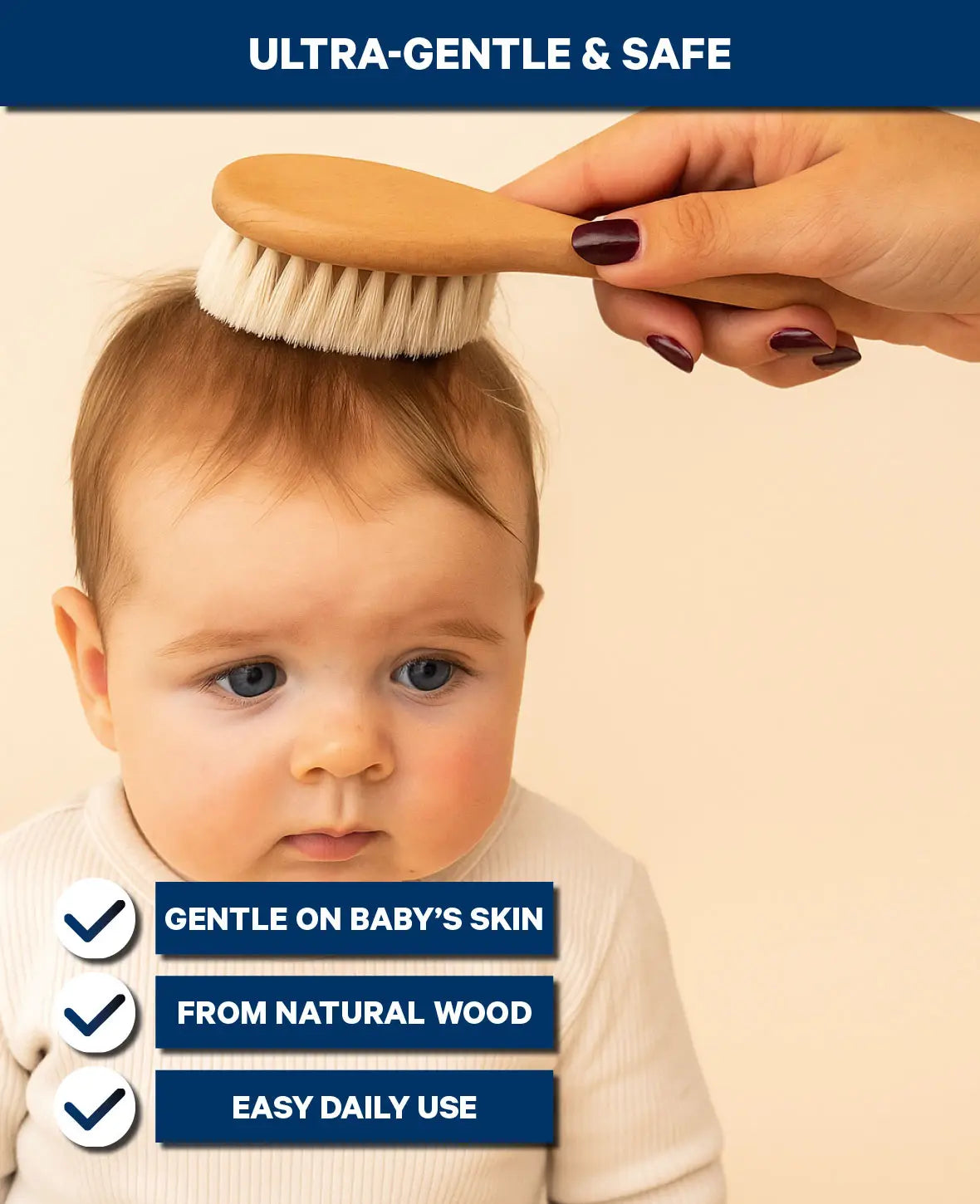Baby Haarbürsten Set, 3-teilig – Sanft zur zarten Kopfhaut