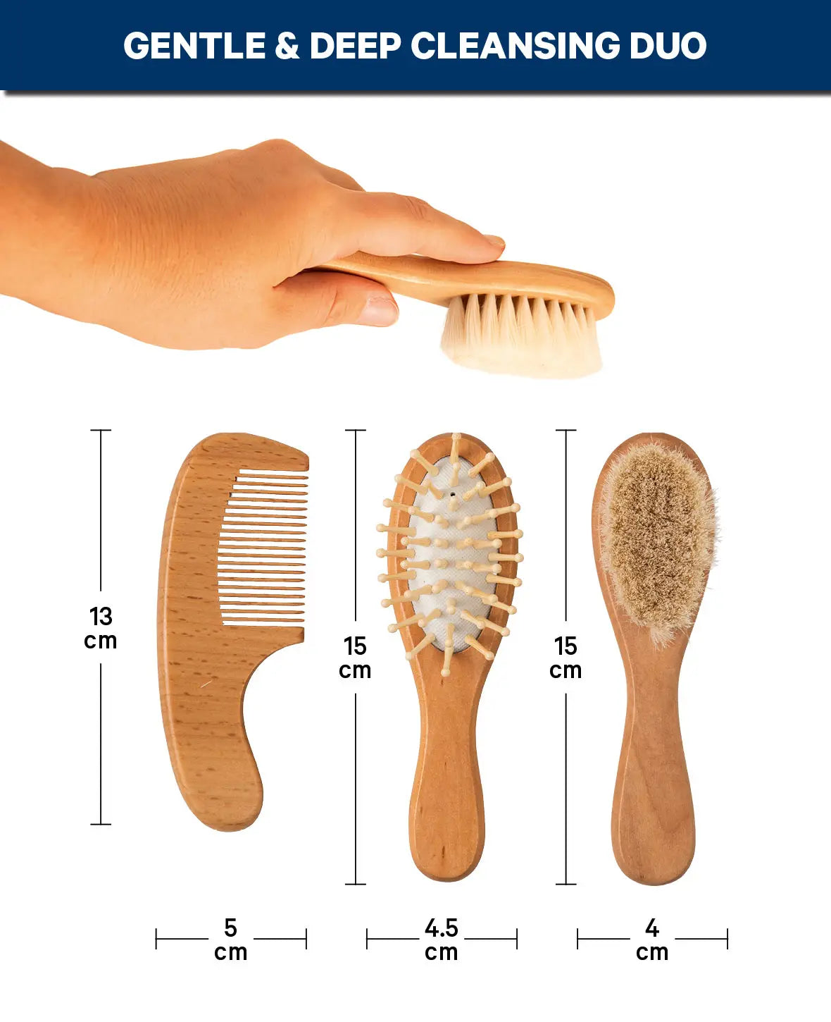 Baby Haarbürsten Set, 3-teilig – Sanft zur zarten Kopfhaut