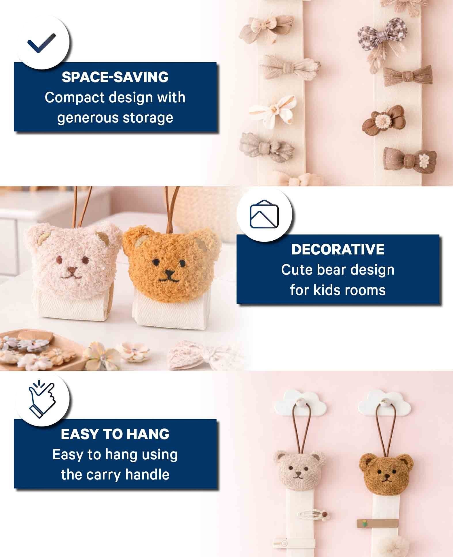 2er Bär Set, Haarspangen Halterung Kinder, Beige