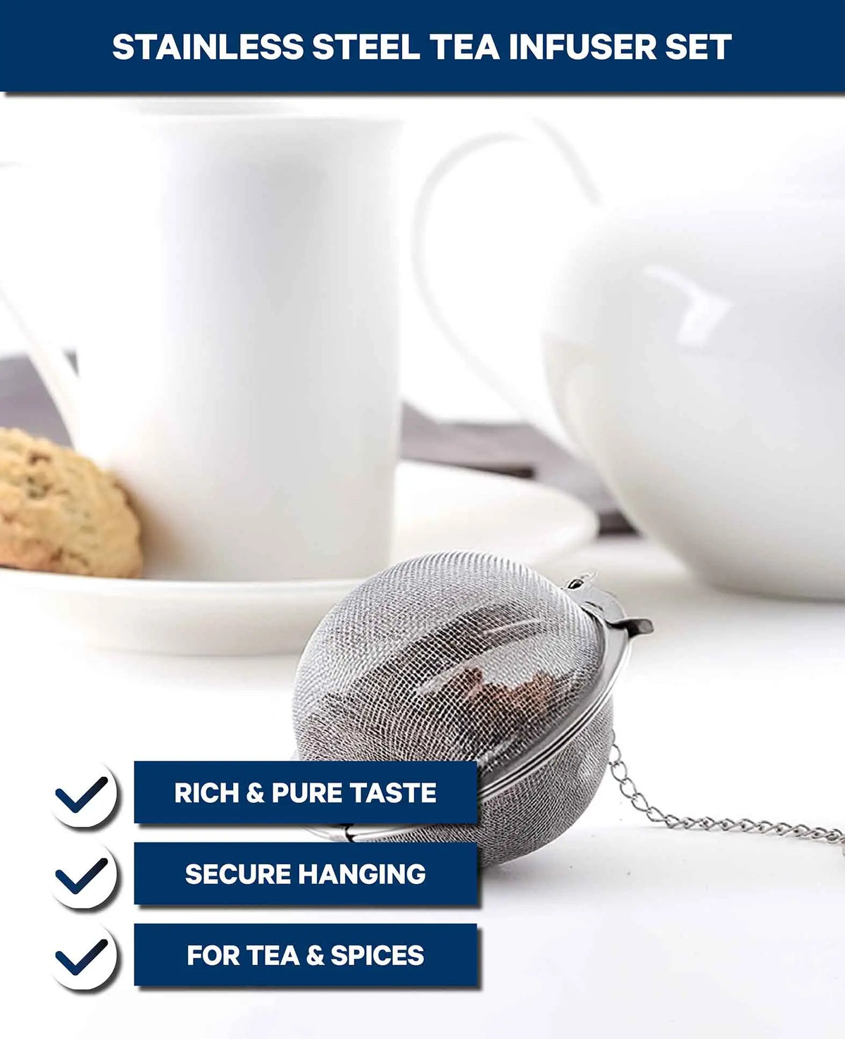 Tee-Eier / Teesieb aus Edelstahl, Silber 4.5 cm, 2er Set