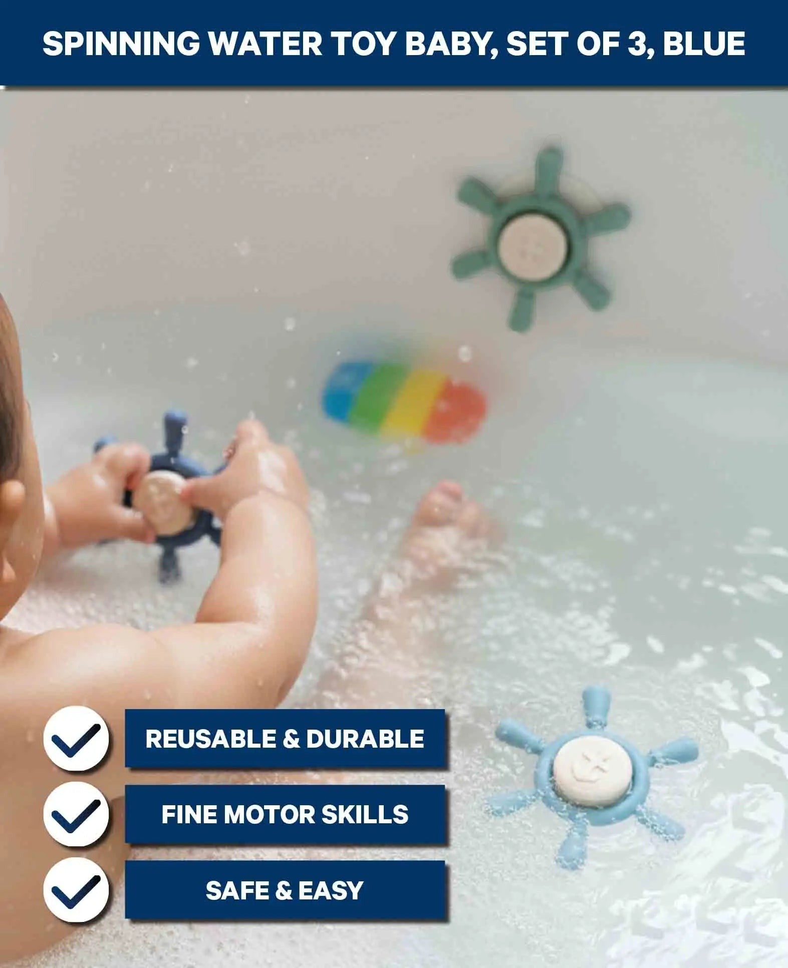 Kinder Badespielzeug Spinning Räder Set, Blau, 3 Stk.