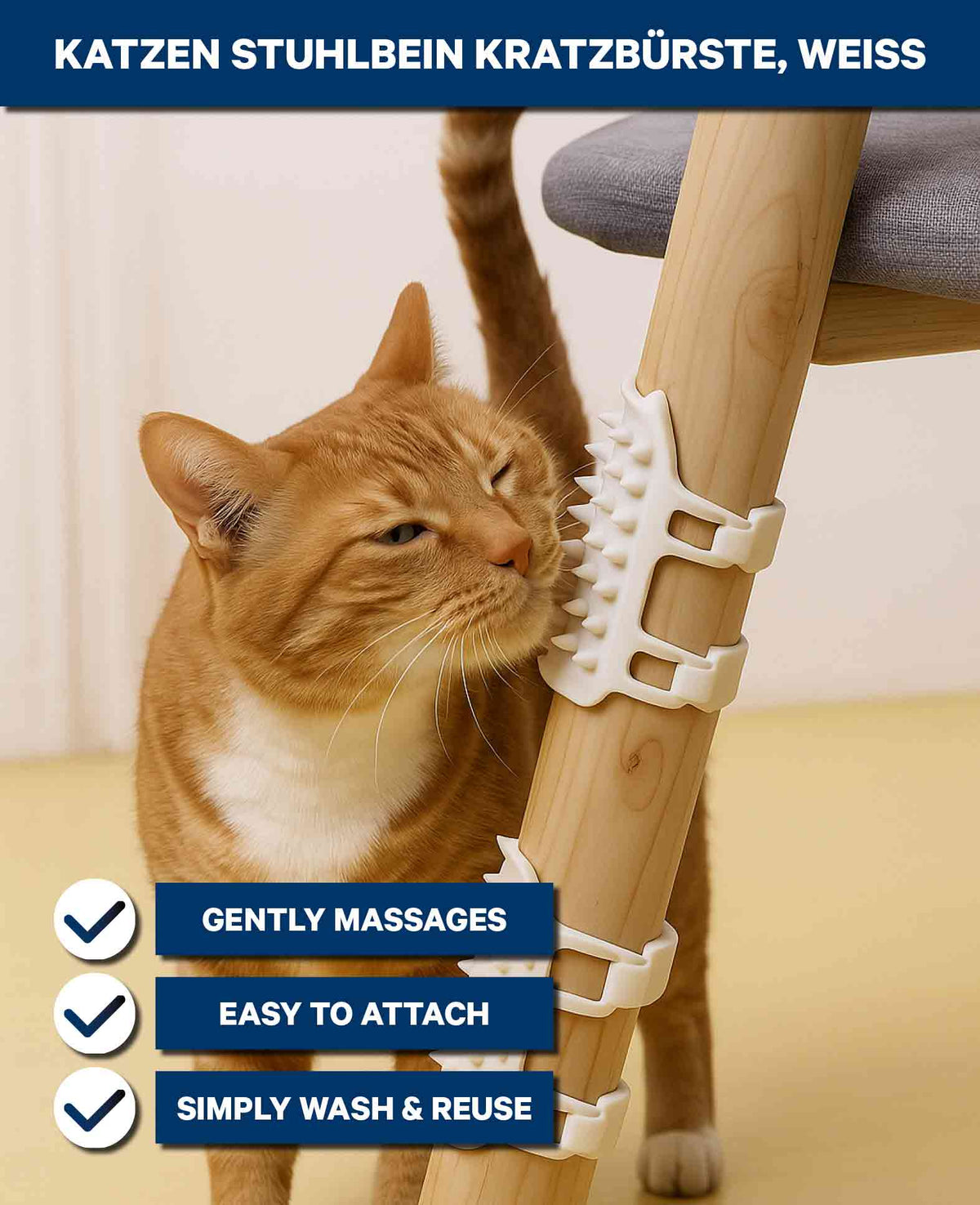 Katzen Stuhlbein Kratzbürste Weiss 2er Set