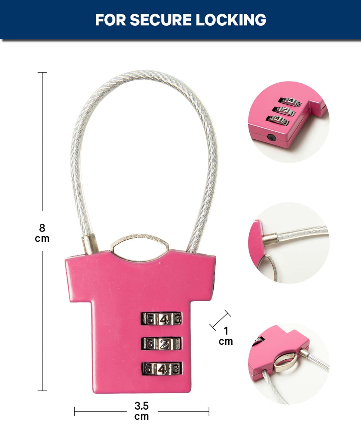 Zahlenschloss Kids 3-stellig, Pink
