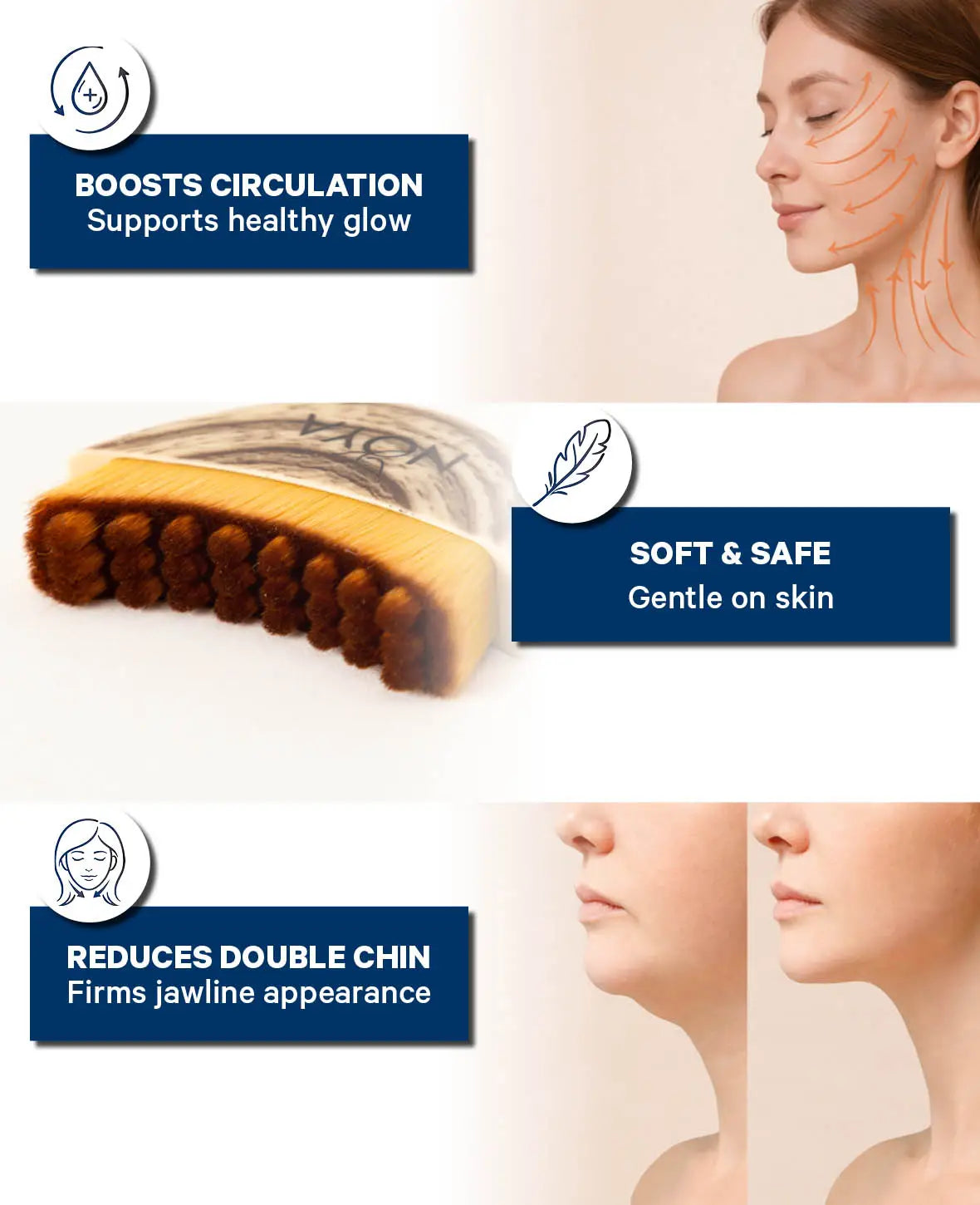 Lymph Brush Gesichtsbürste, für Lymphdrainage und Gesichtsmassage