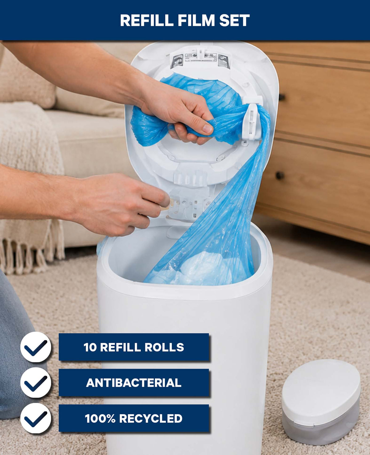 Recharges de sacs poubelle pour seau à couches, compatibles avec Tommee Tippee, 10 pièces.