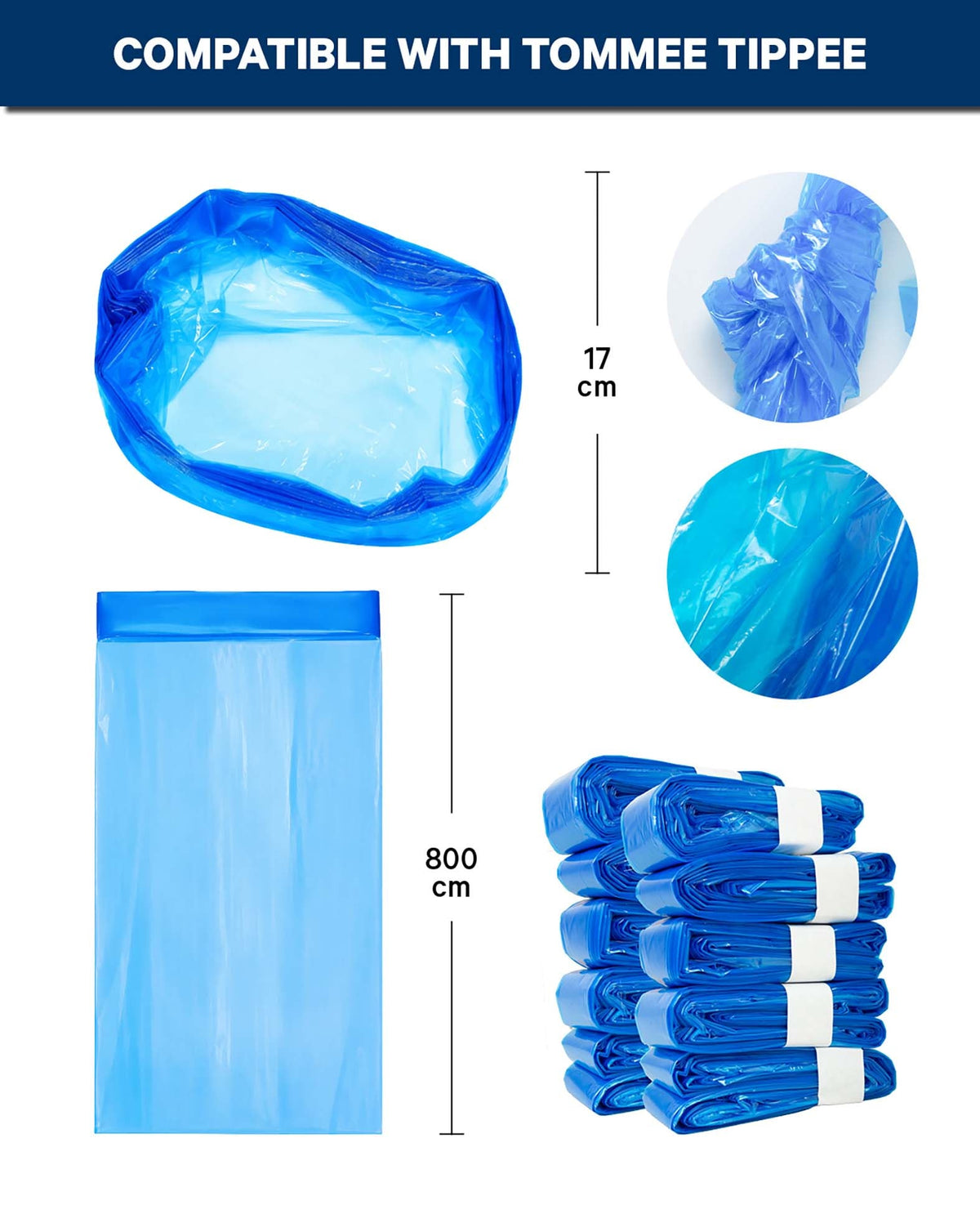 Recharges de sacs poubelle pour seau à couches, compatibles avec Tommee Tippee, 10 pièces.
