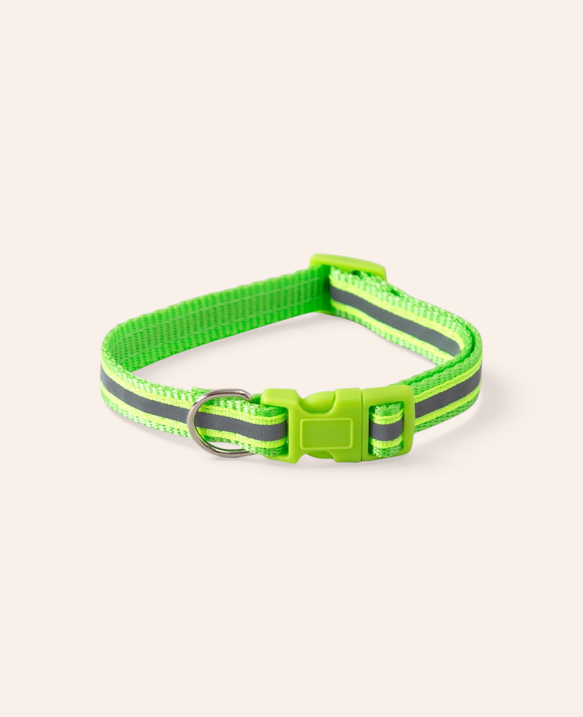 Esmée reflektierendes grünes Nylon-Halsband für Hunde und Katzen mit verstellbarem Steckverschluss und D-Ring