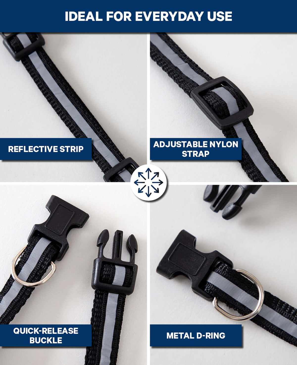 Reflektierendes Hunde- & Katzenhalsband, Schwarz