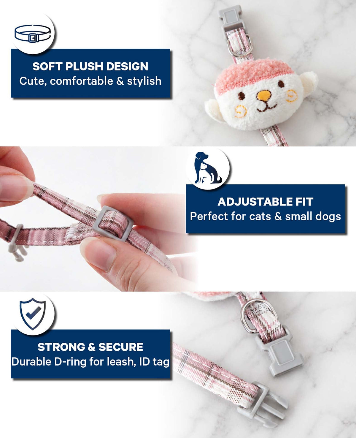 Hunde- und Katzenhalsband Plüsch, Rosa