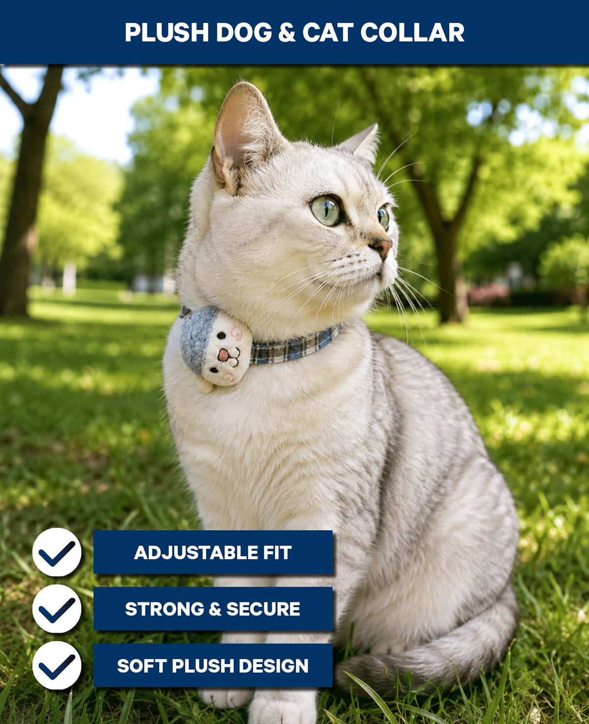 Hunde- und Katzenhalsband Plüsch, Blau