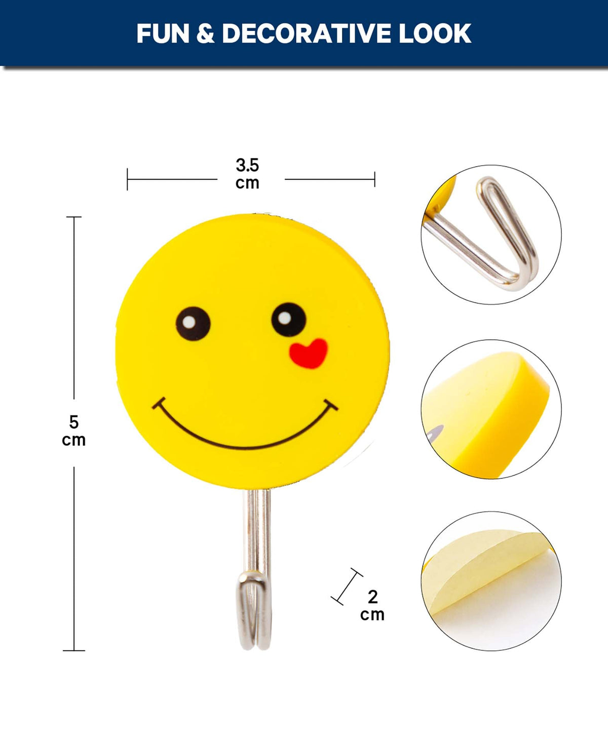 Selbstklebende Smiley-Haken, 4 Stk.