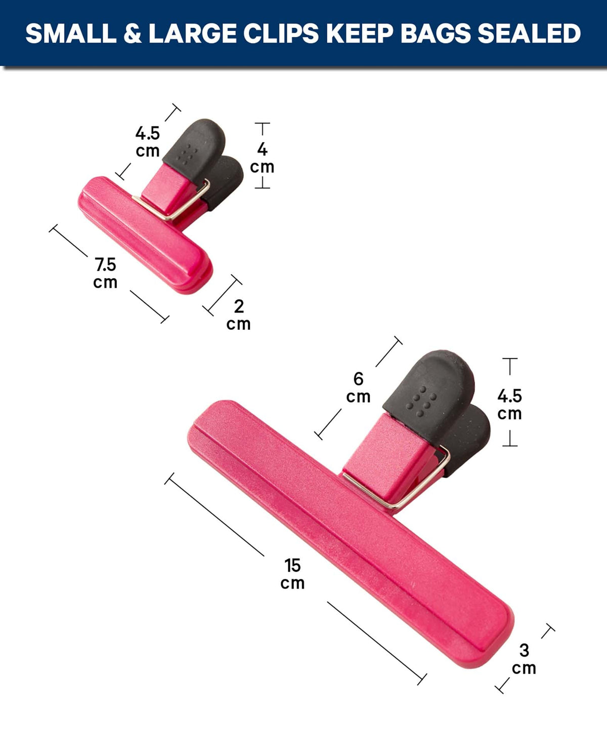 Tütenclips, Pink, 4 Stk.