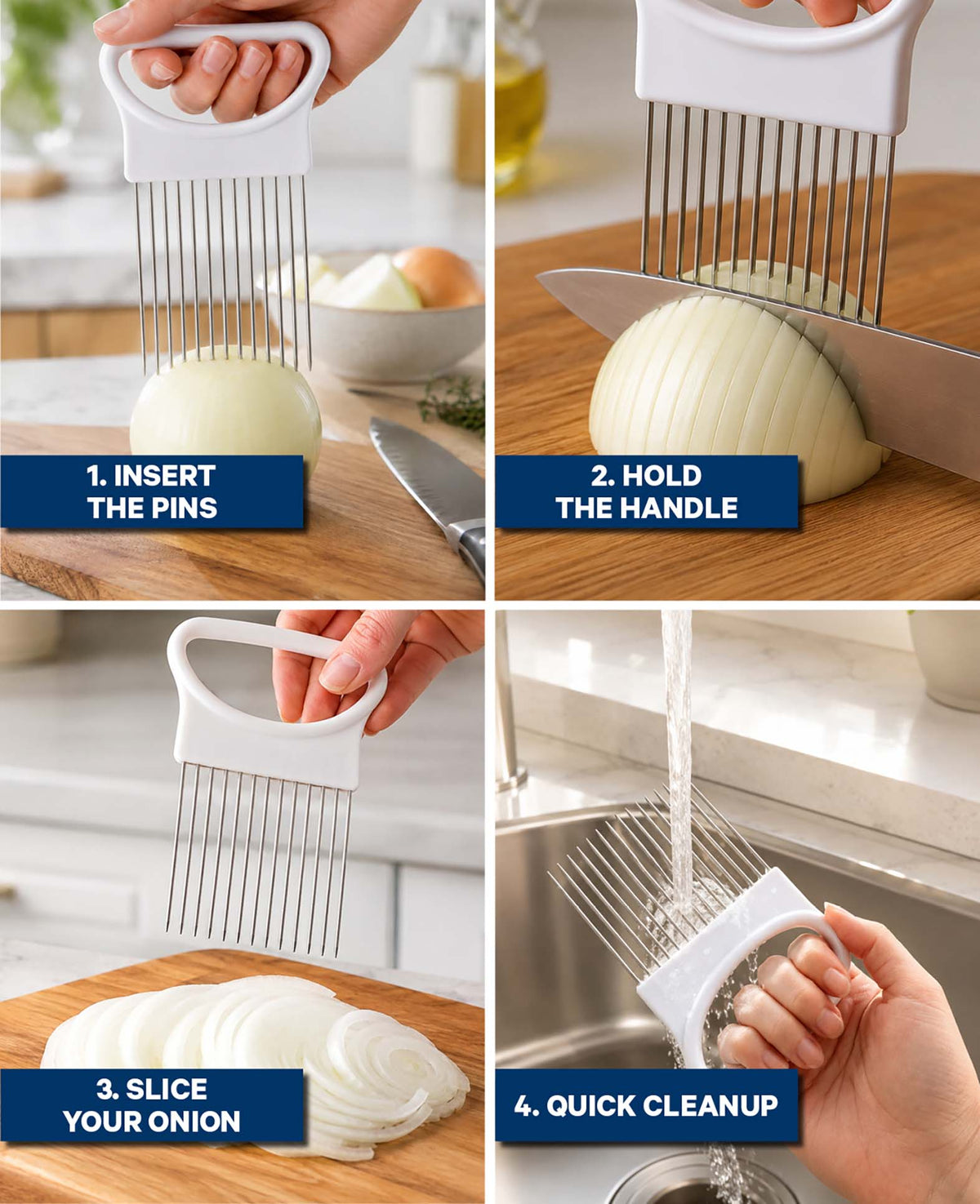 Zwiebelhalter Edelstahl, Weiss
