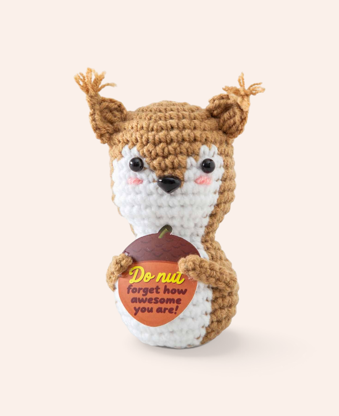 Positive Eichhörnchen, Gehäkeltes Mini Plüschtier / Glücksbringer, Braun
