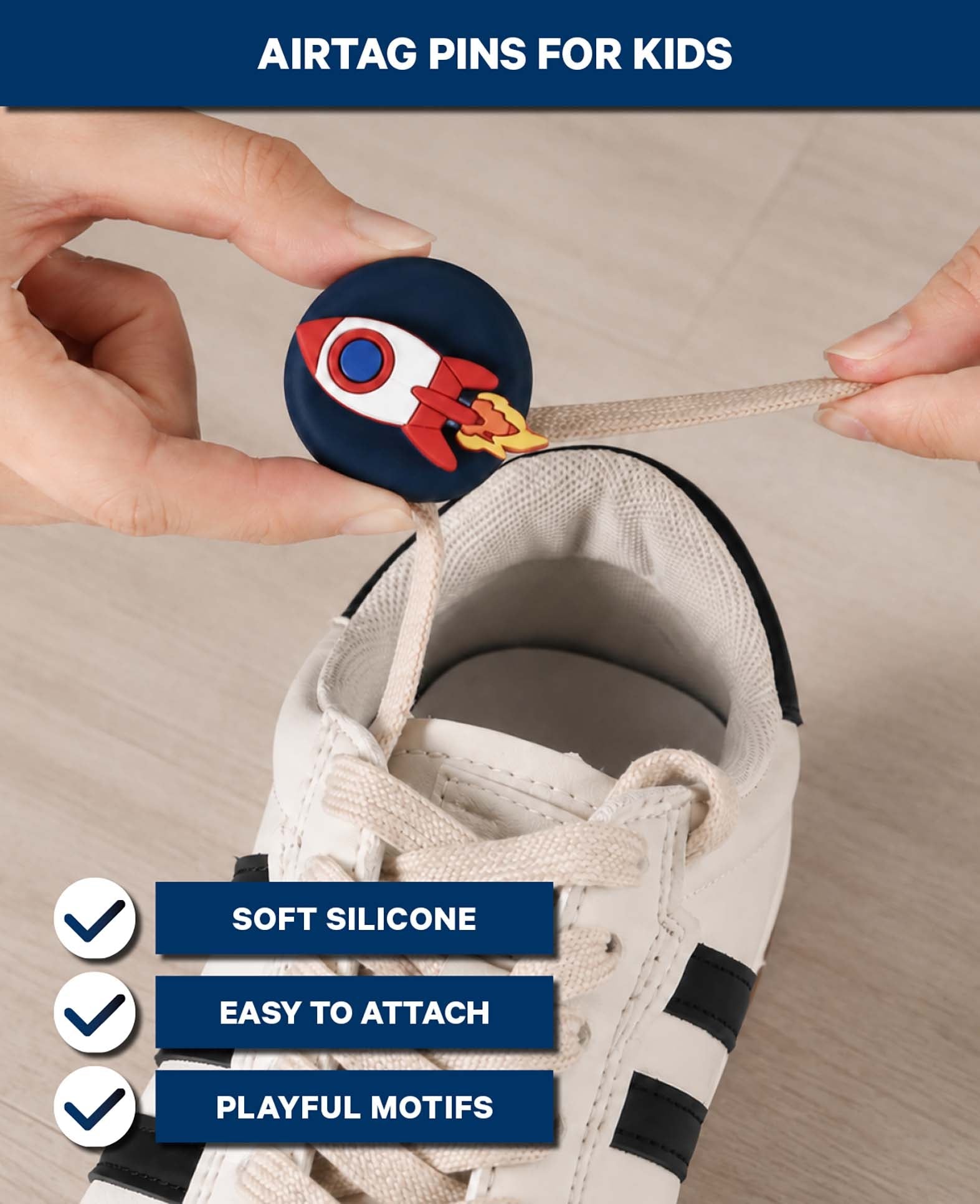 AirTag Pins für Kinder, Silikonhalter, 3 Stk.