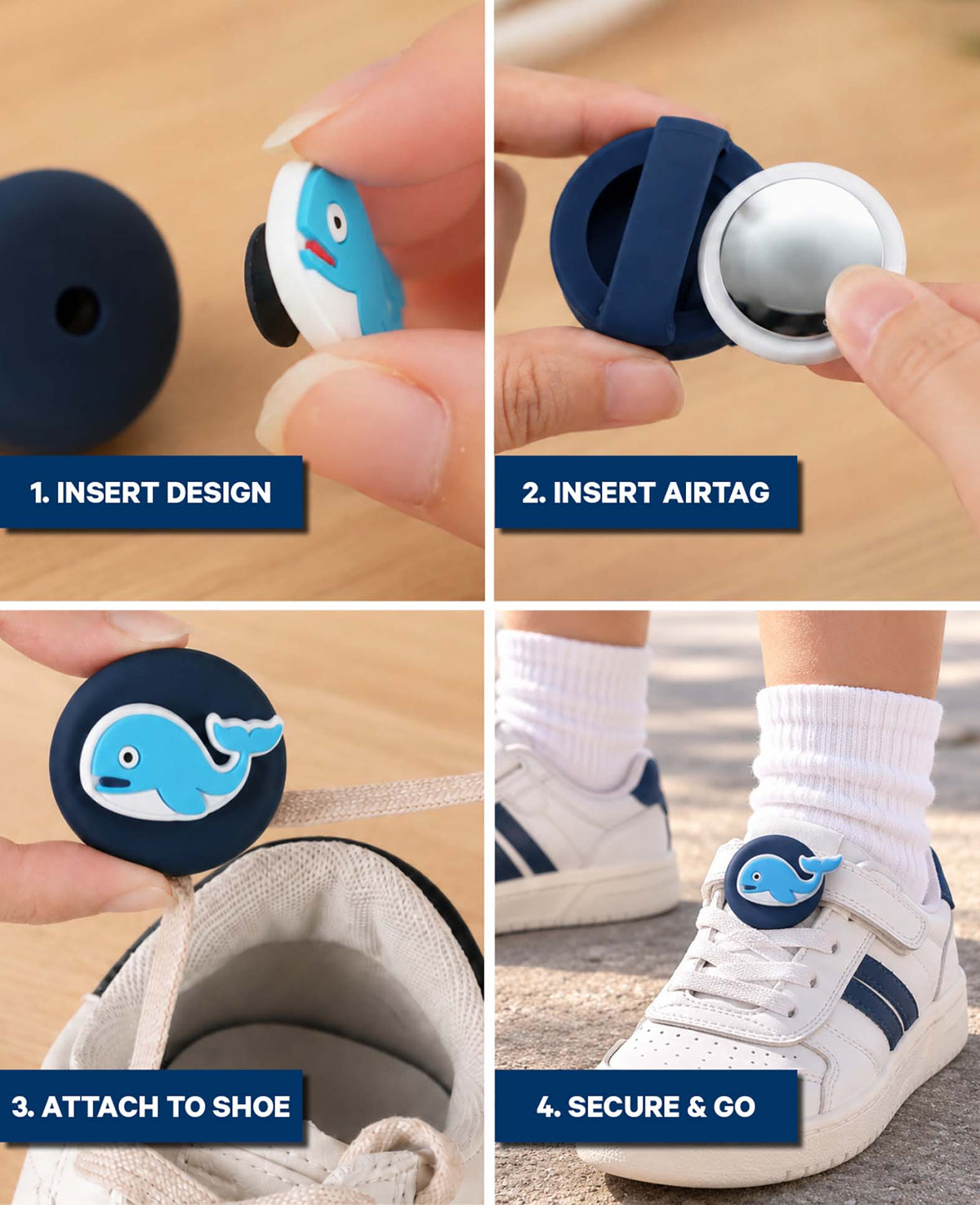 AirTag Pins für Kinder, Silikonhalter, 3 Stk.