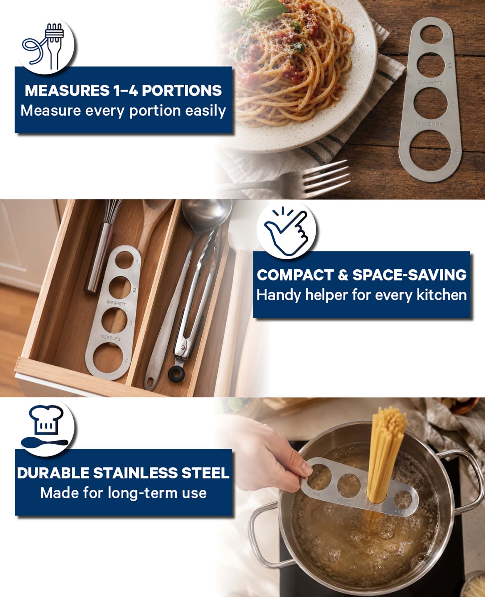 Spaghetti Portionierer aus Edelstahl