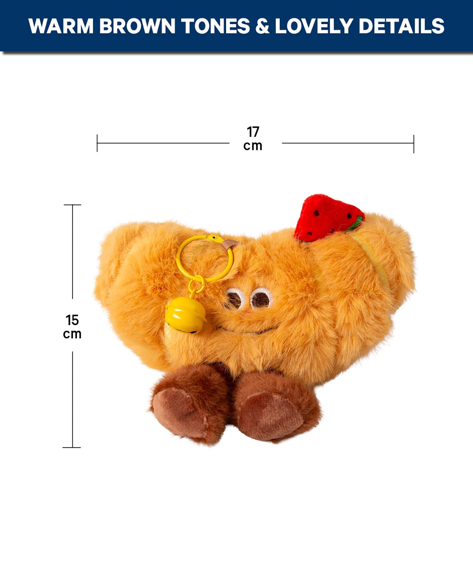 Porte-clés, peluche Croissant, 15 x 17 cm