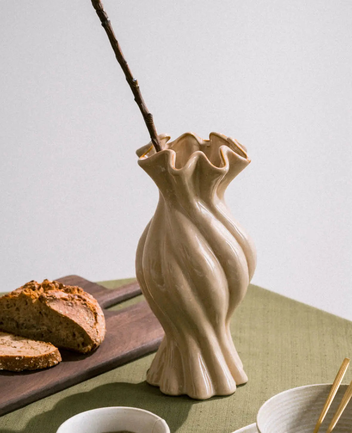 Vase aus Keramik, Creme, Ø 14cm