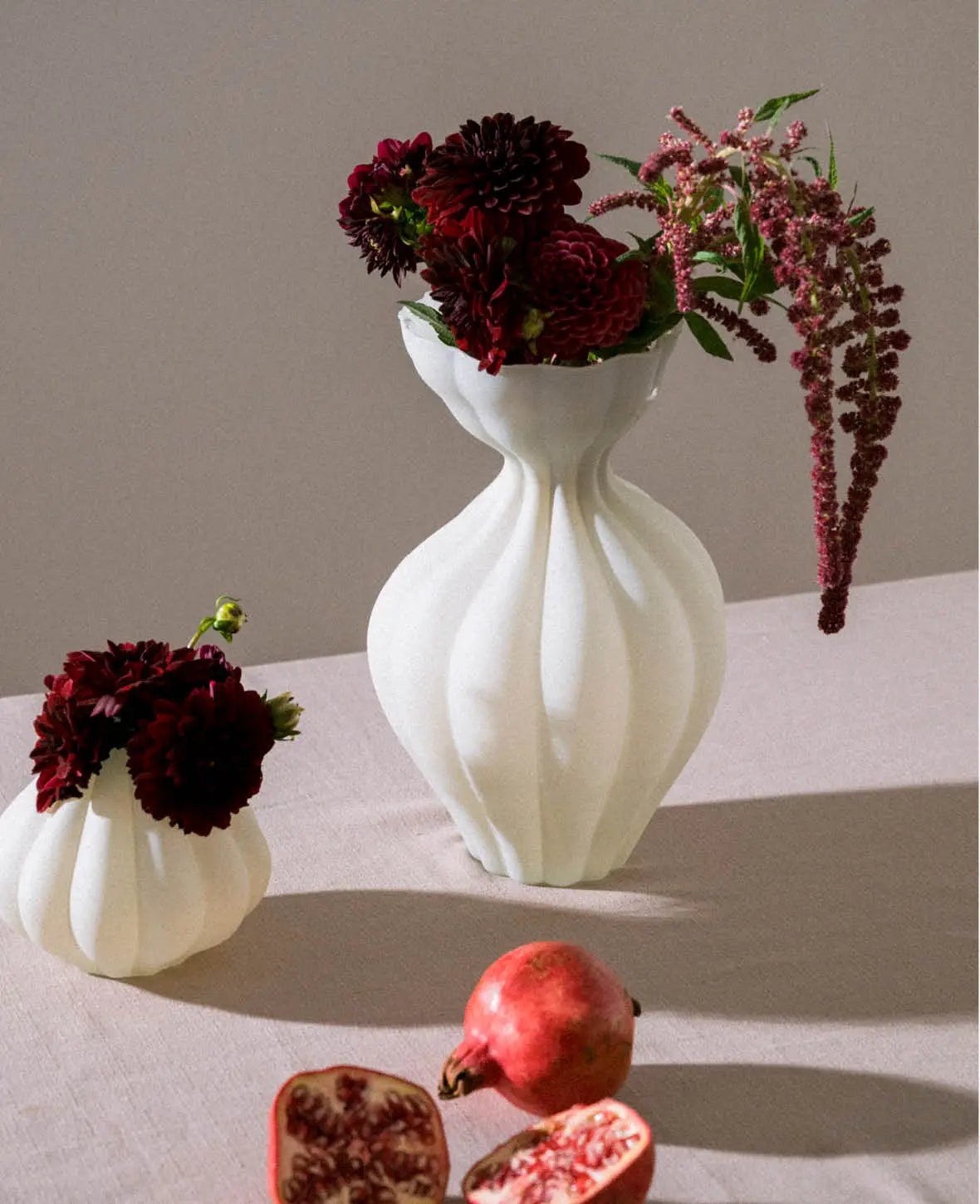 Vase in organischer Form, Beige, Ø 19.5cm