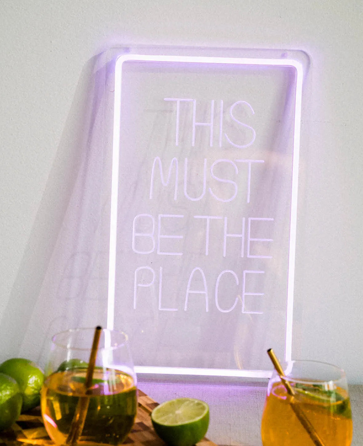 Pink Neon Sign "This Must Be the Place", 41cm
