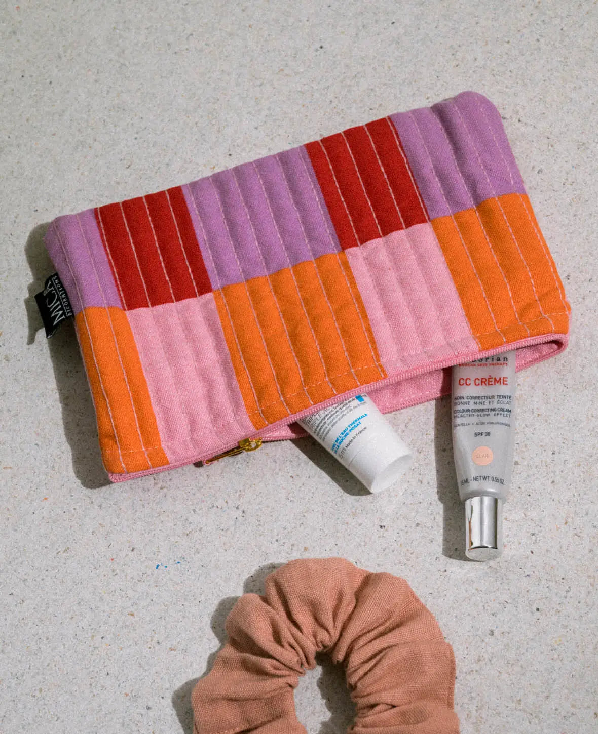 Trousse de toilette à carreaux, rouge, 21 × 13 cm