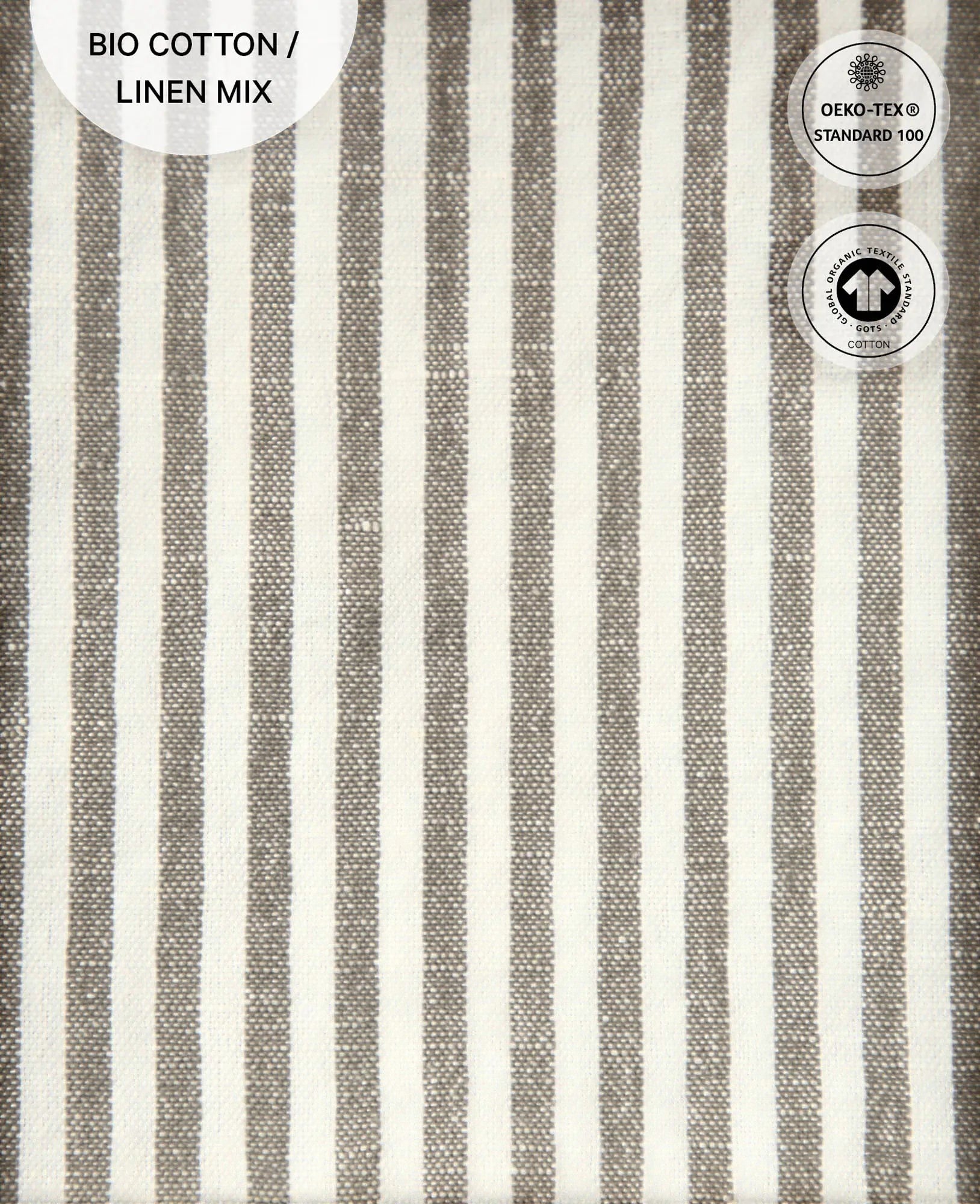 Küchentuch / Geschirrtuch "Louis" aus grau-weiss gestreiftem Baumwoll-Leinenmix, 45 cm x 70 cm