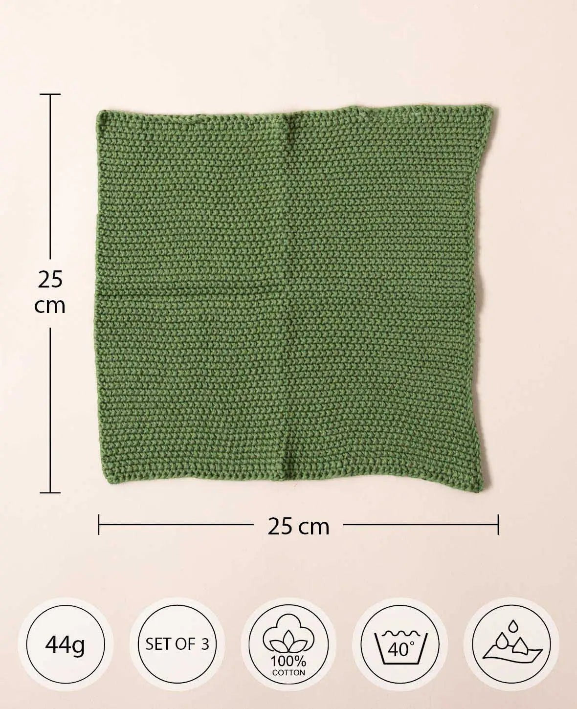 Reinigungstuchset / Stricklappen aus Baumwolle für Küche und Blush-Farben, je 25 x 25 cm