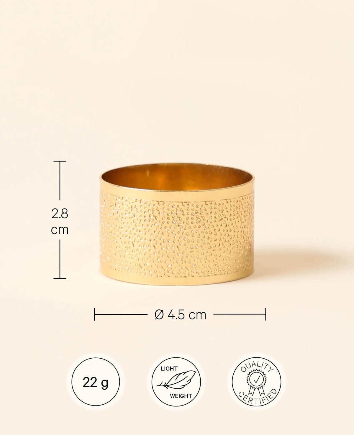 Schlichter, eleganter Serviettenring aus Metall für Stoffservietten, Ø 4.5 cm, Gold