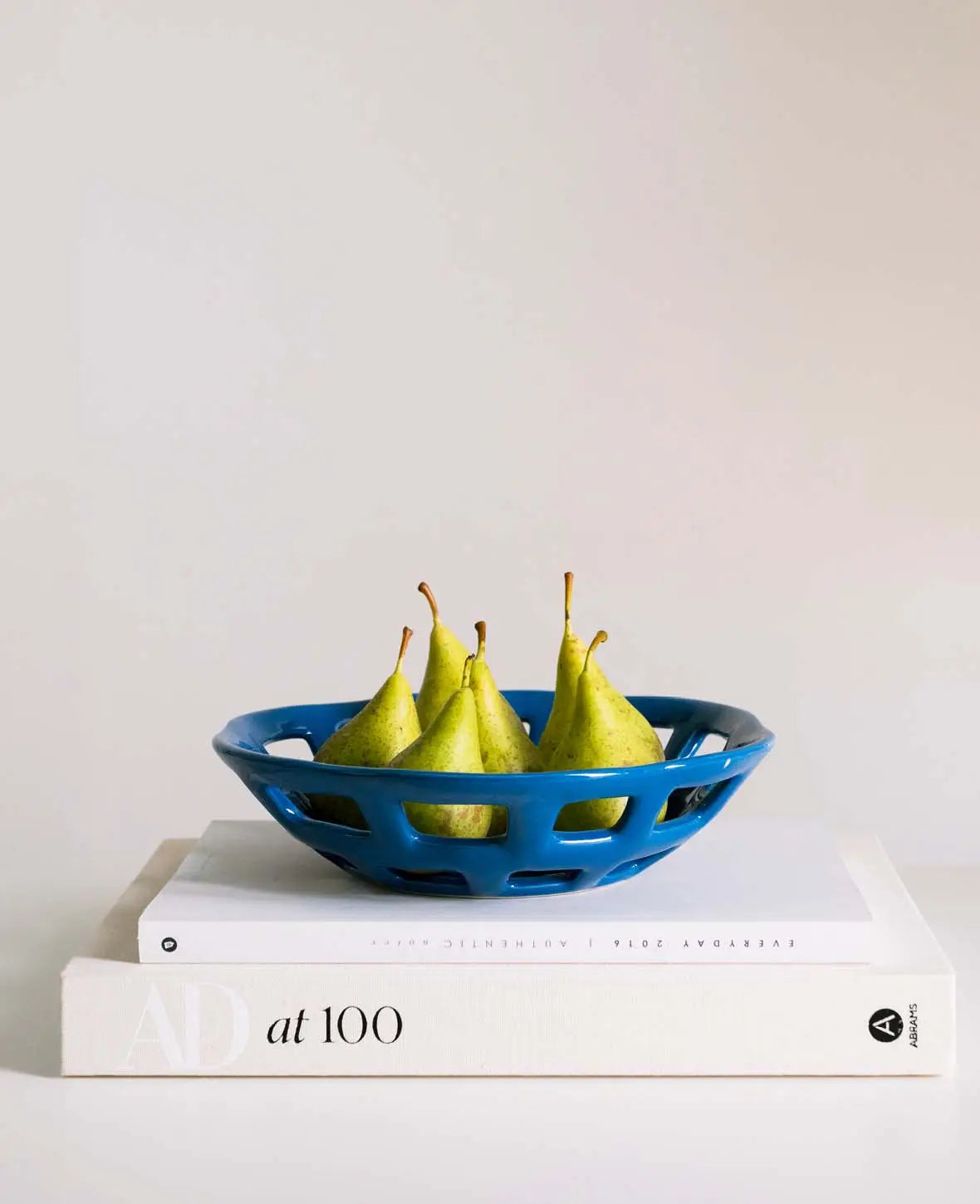 Keramik Fruchtschale / Obstschale in Korb Form, blau, Ø 24 cm