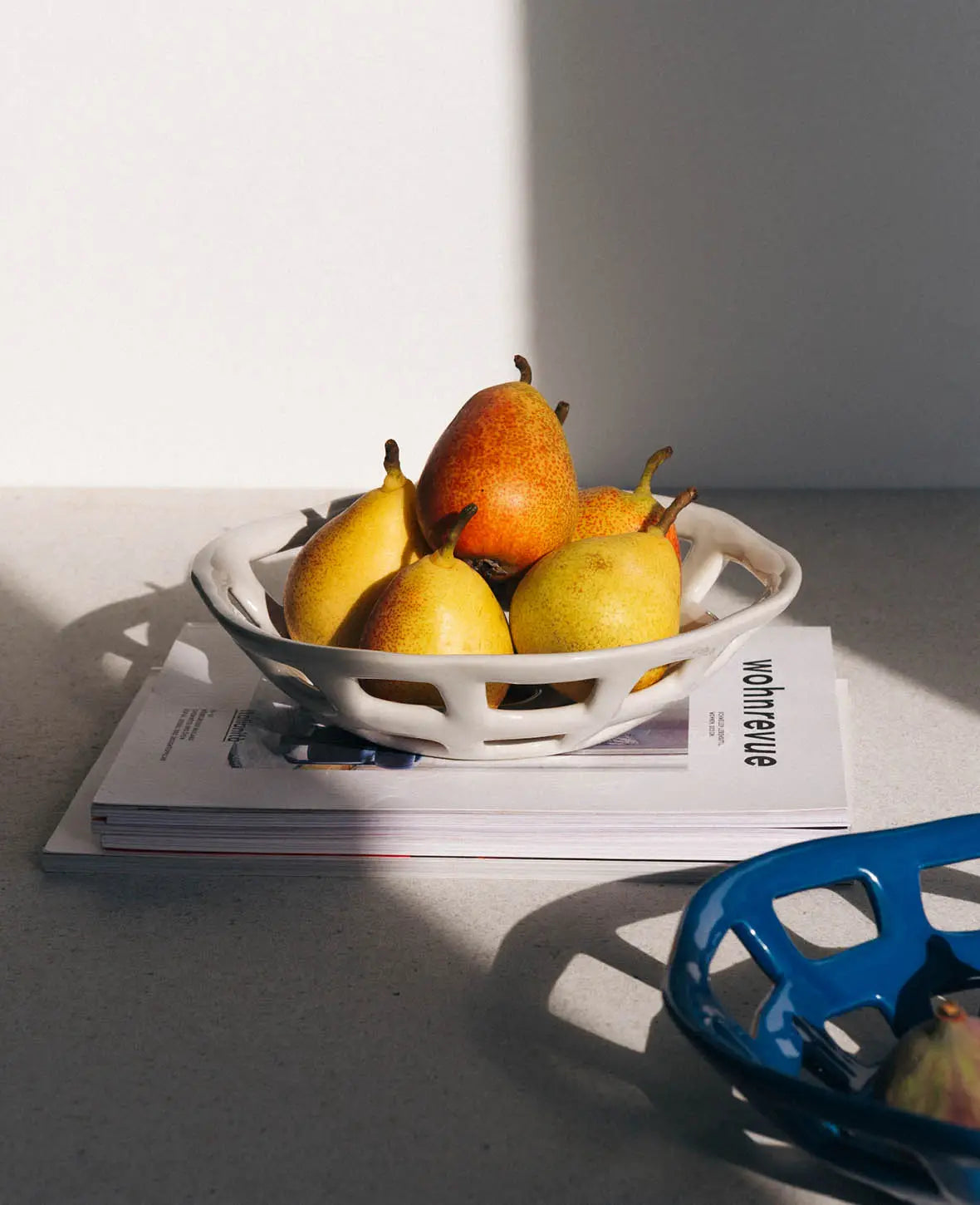 Keramik Fruchtschale / Obstschale in Korb Form, weiss, Ø 24 cm