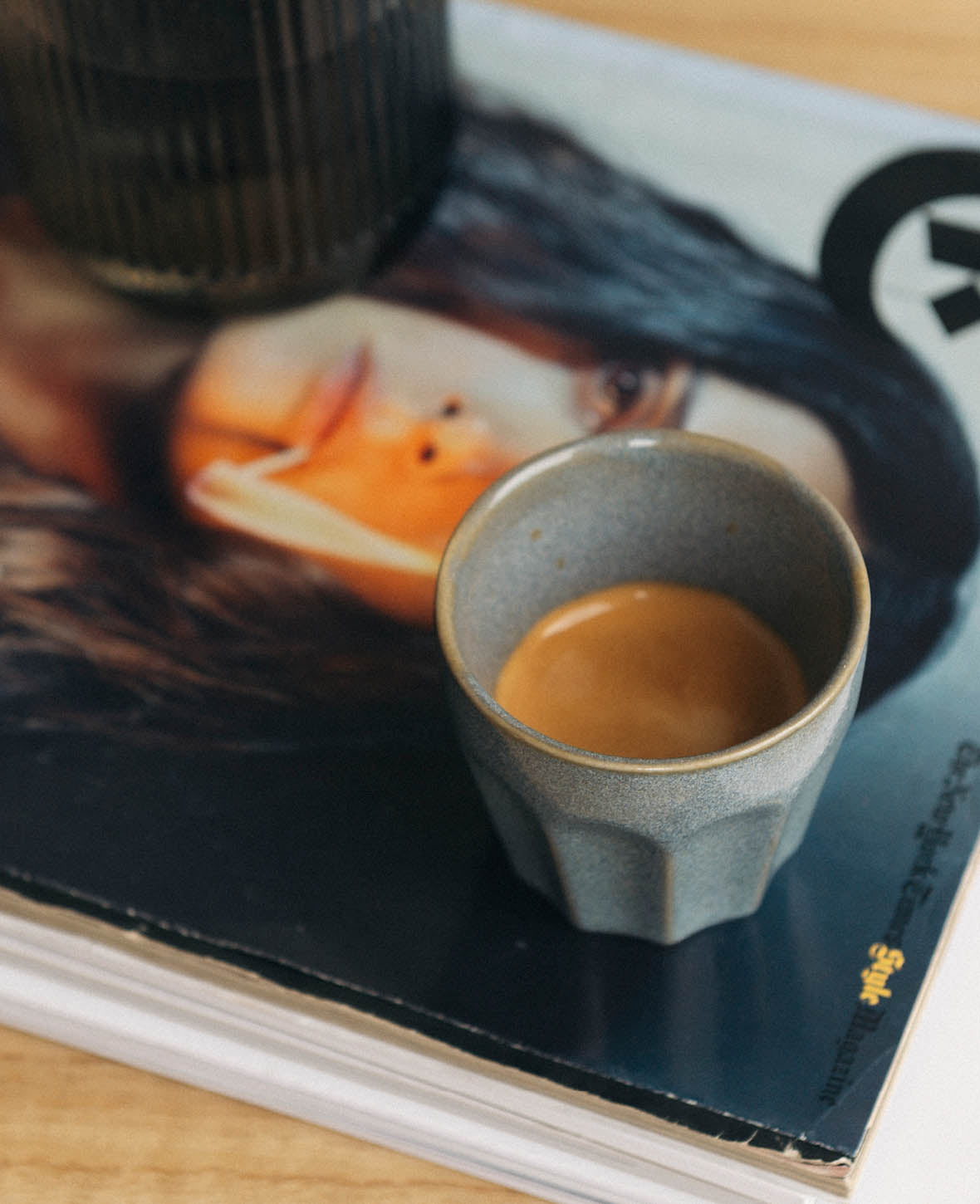 Macchiato- und Espressotassen Set, handglasiert, Steingut, Blau-Grau, 4 Stk.
