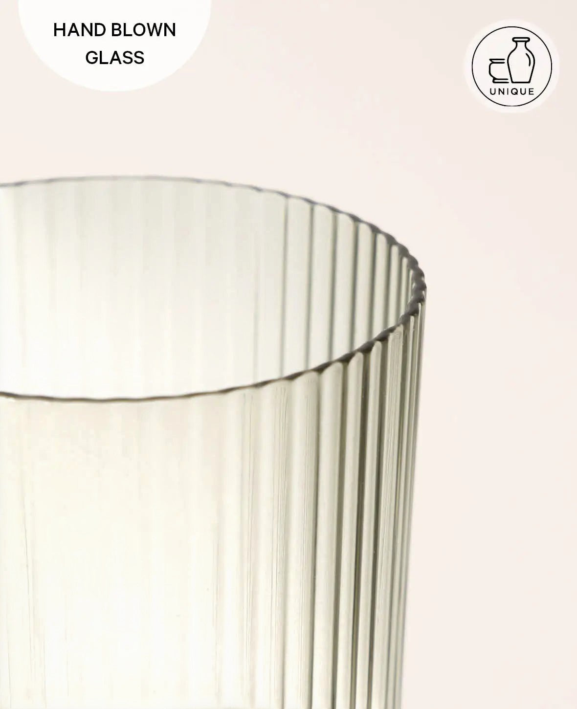4er Set Trinkgläser "Oskar", aus grauem Glas mit Rillenstruktur, Ø 7.4 cm, 450 ml