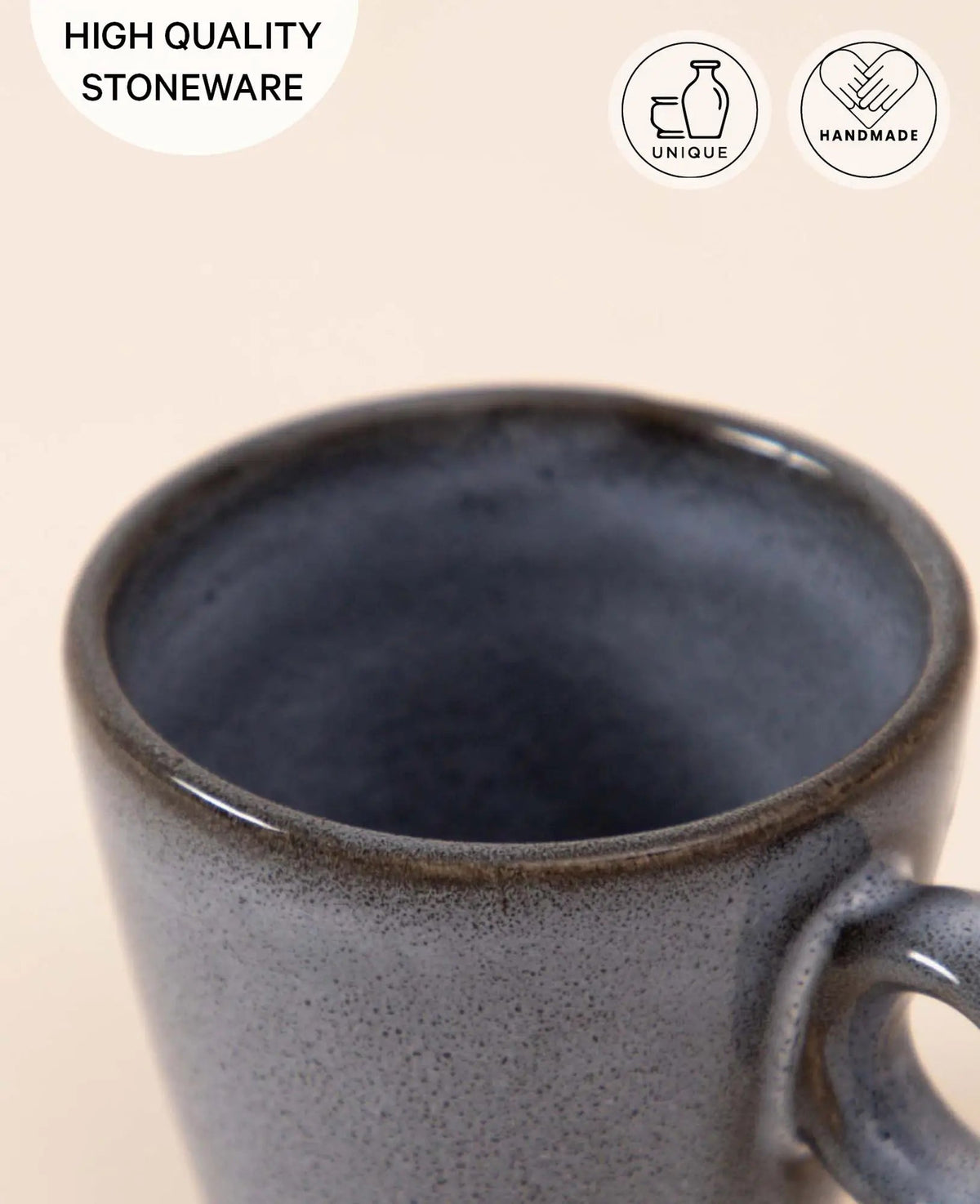 Handglasierte blau-graue Espresso Tasse "Costal", 100 ml, H 6 x Ø 6 cm