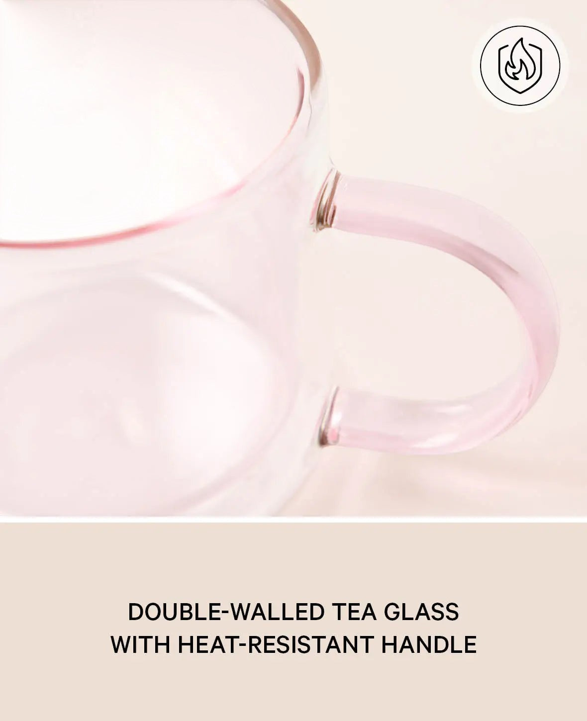 Doppelwandiges Teeglas / Tasse "Lenn", mit Griff, in rosa, 250ml