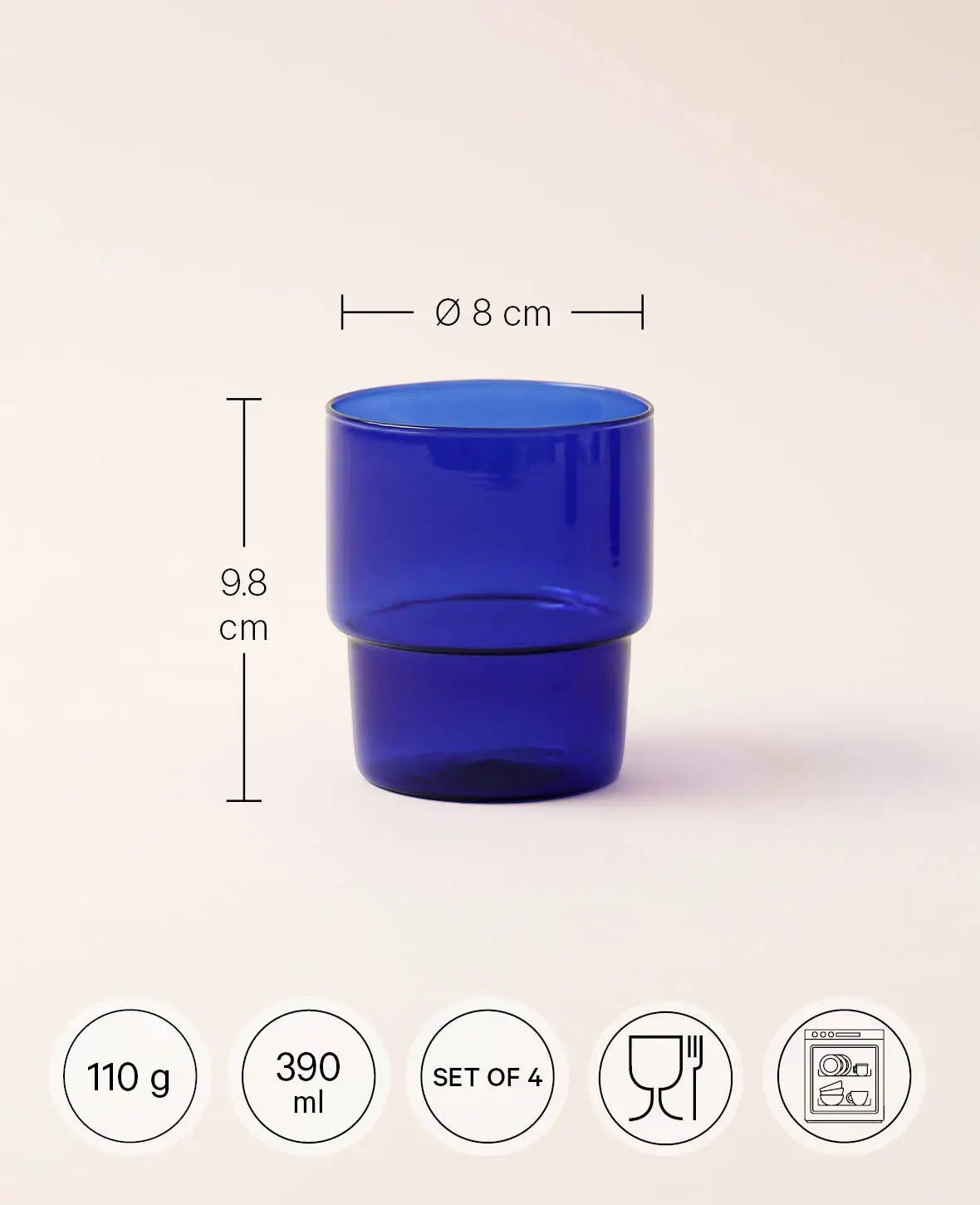 4er Set Trinkgläser "Miro", blau, 390ml