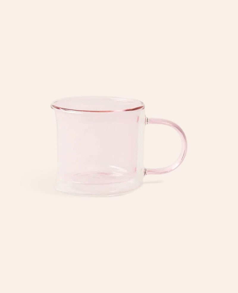 Doppelwandiges Teeglas / Tasse "Lenn", mit Griff, in rosa, 250ml