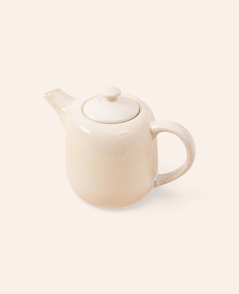Handglasierte cremefarbene Teekanne mit Deckel "Aria", 1.4 L