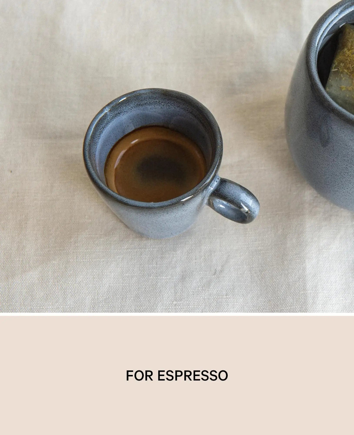 Handglasierte blau-graue Espresso Tasse "Costal", 100 ml, H 6 x Ø 6 cm