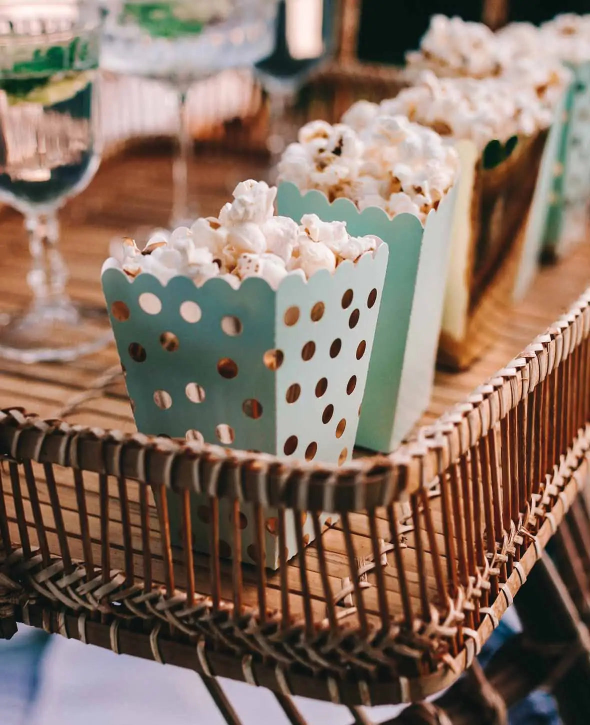 Popcorn Box, Mint / Gold, 10 cm, 6 Stk.