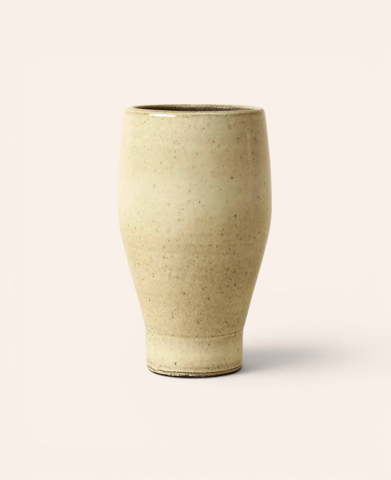 Beiger Blumentopf / XL Vase aus Keramik, Ø 14 cm x 28 cm