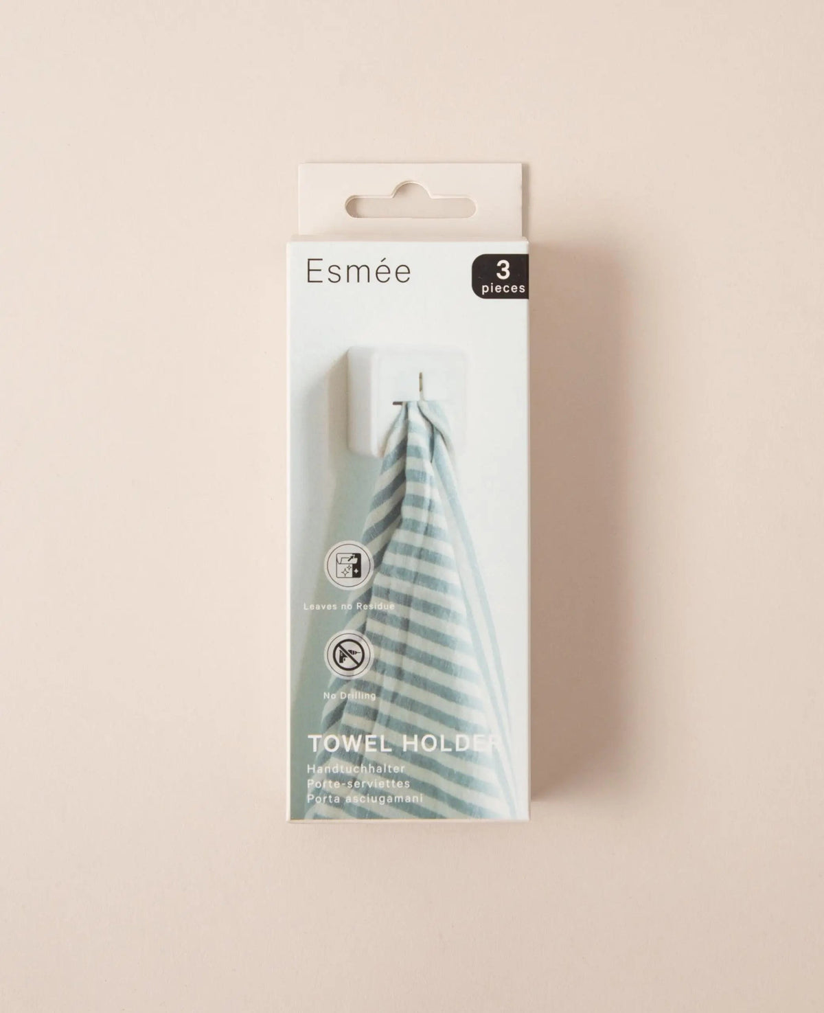 3er Set selbstklebende Handtuchhalter / Handtuchklemme für Geschirr- und Handtücher in Weiss