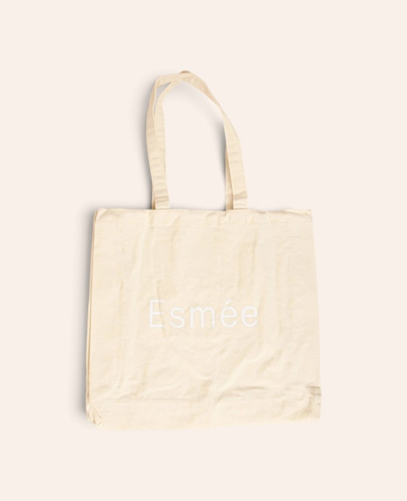 XL Totebag / extra grosse Jutetasche mit weissem Print "Esmée", B 45 x H 42 cm x 11 cm