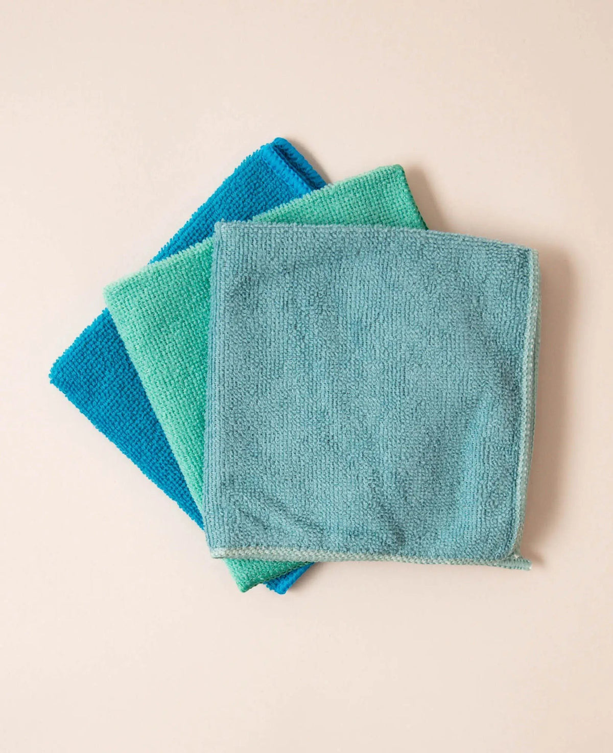3 Stück Mikrofasertücher aus recyceltem Polyester, blautöne, 30 x 30 cm