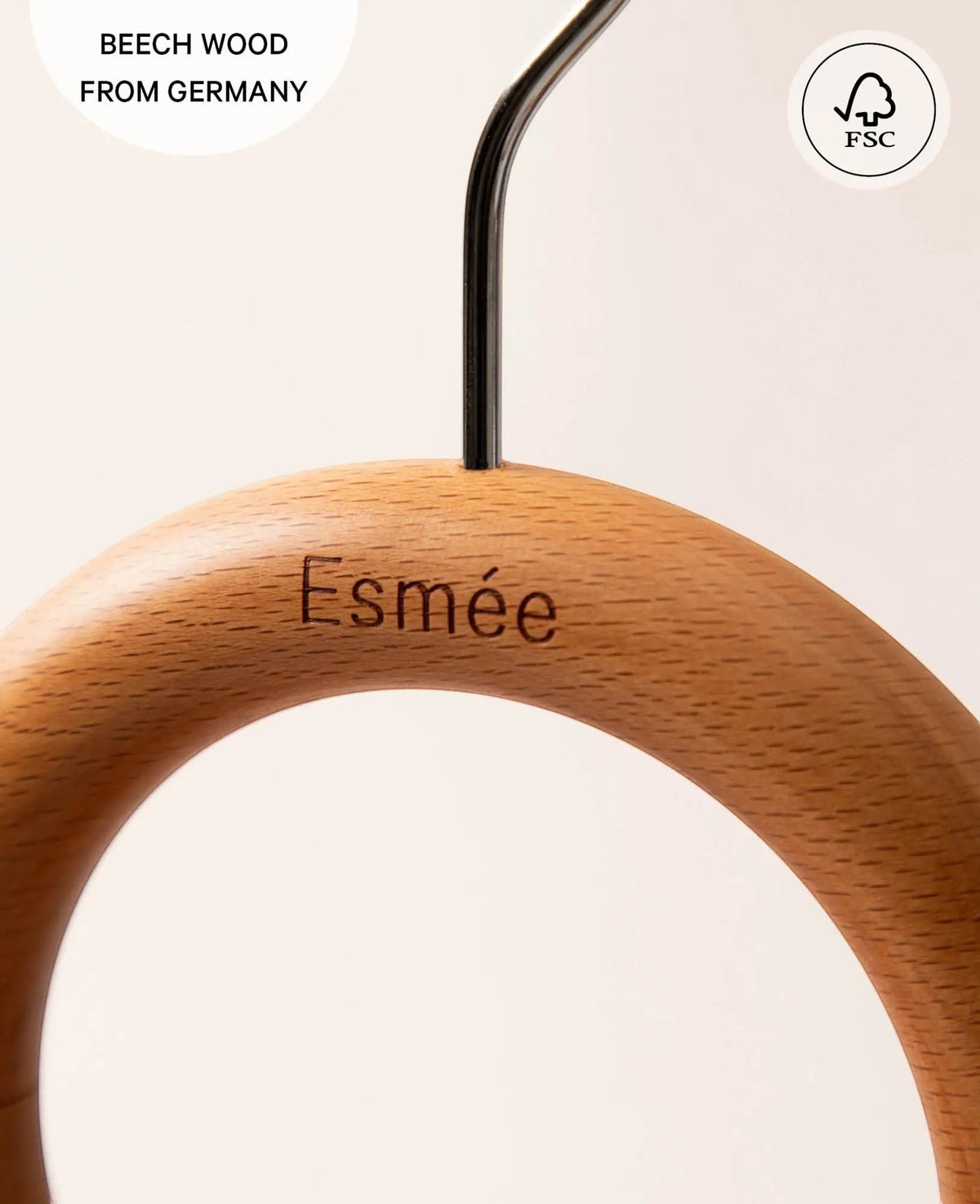 3 Stück runde Hängebügel für Schals, Taschen und ezimmertücher, aus FSC Buchenholz, Ø 10cm