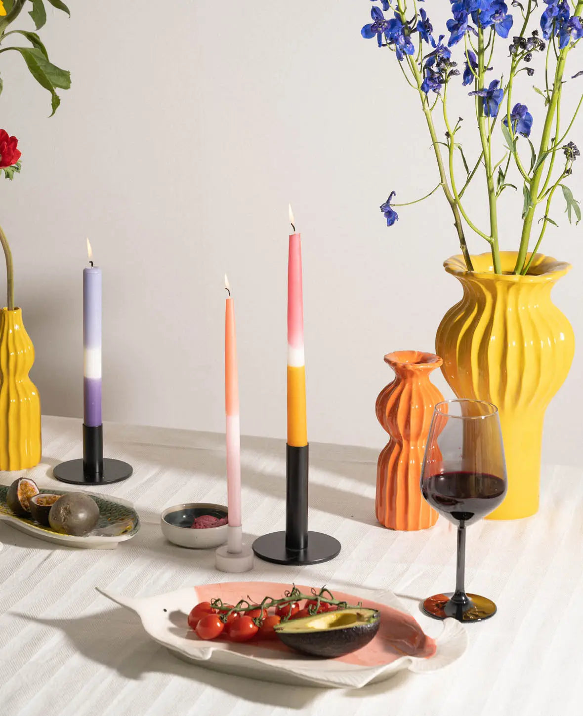 Kerzenständer für Stabkerzen in mattem Schwarz, H 12 cm