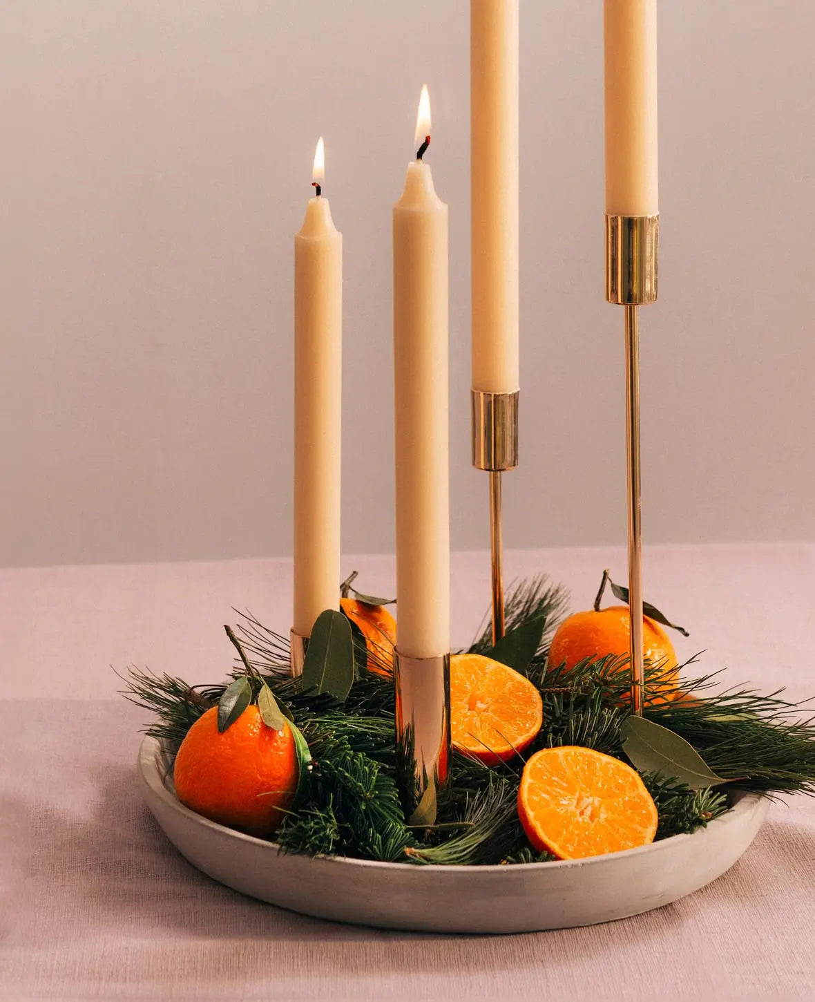 Tiefer Kerzenständer für Stabkerzen in Gold, 9 cm