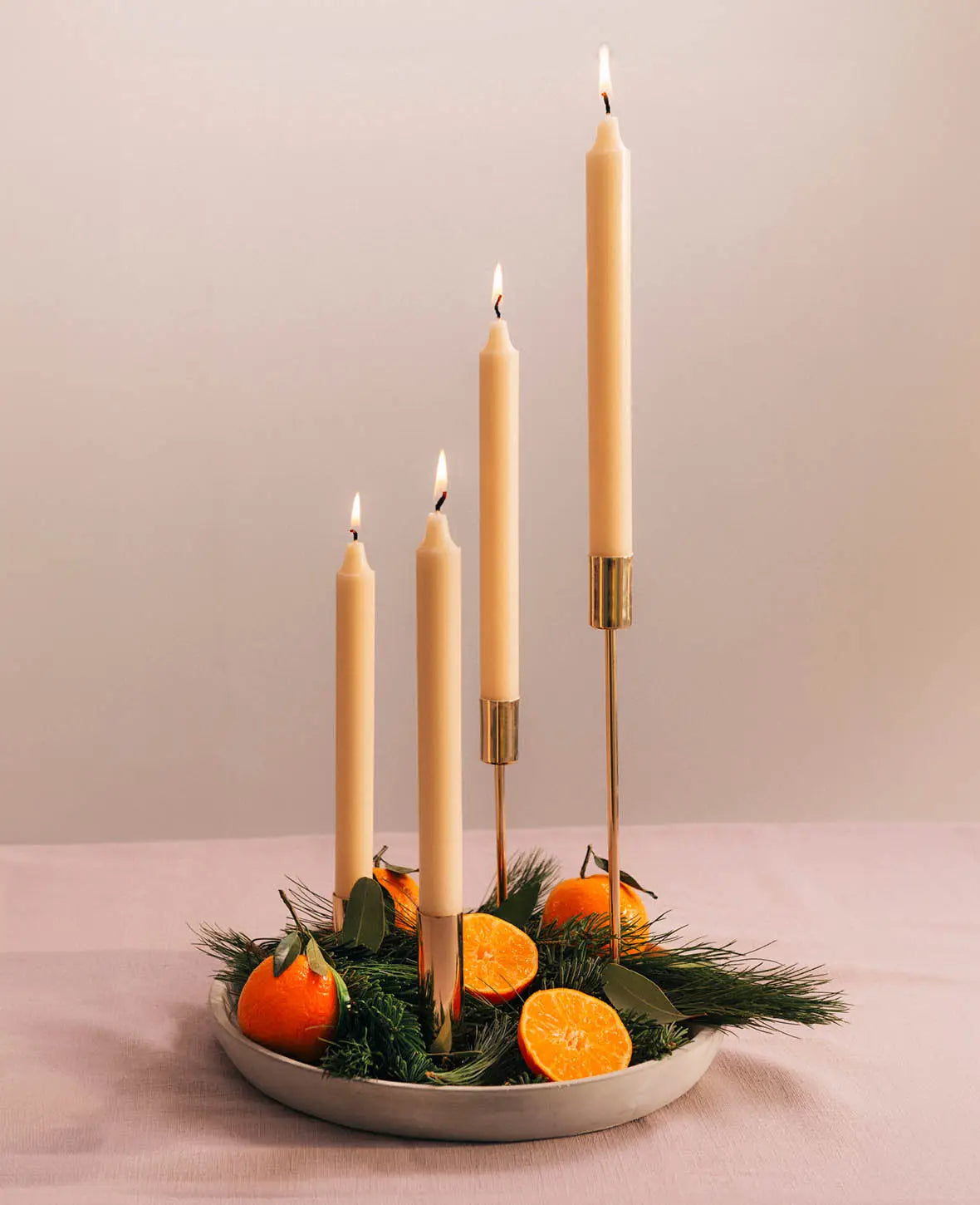 Kerzenständer für Stabkerzen in Gold, 28 cm