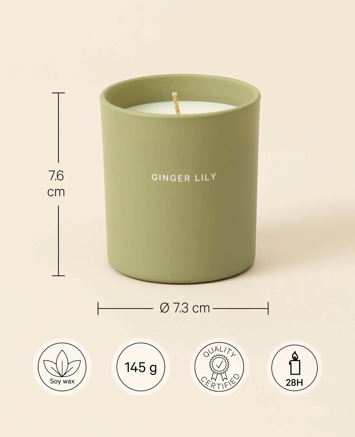 Duftkerze aus Sojawachs, Ginger Lily, 145g